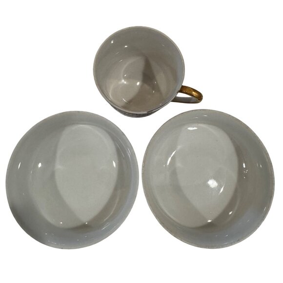 Nippon Hand Painted Porcelain Bowls & Demitasse Cup Floral w/ Gold Trim Antique - Picture 7 of 8